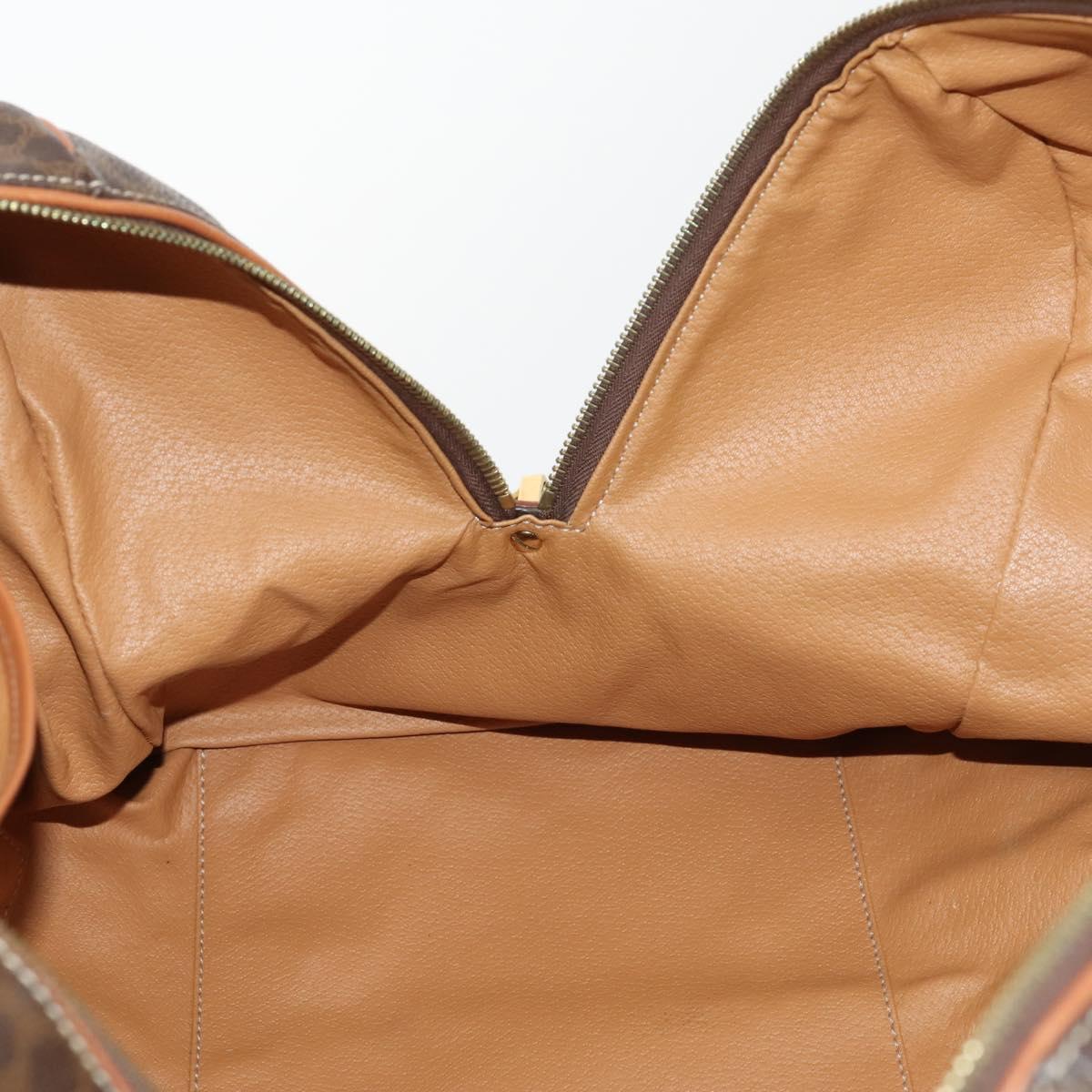 CELINE Macadam Canvas Boston Bag PVC Leather Brown Gold Auth ki6530