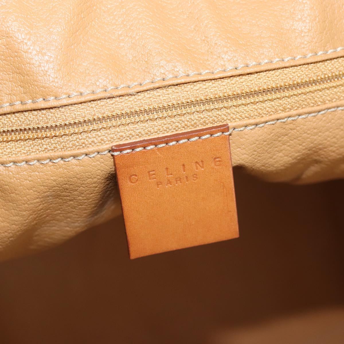 CELINE Macadam Canvas Boston Bag PVC Leather Brown Gold Auth ki6530