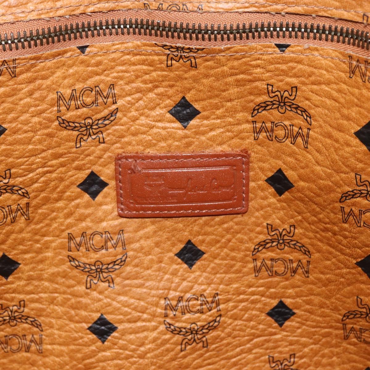 MCM Logogram Vicetos Tote Bag PVC Brown Gold Auth ki6533