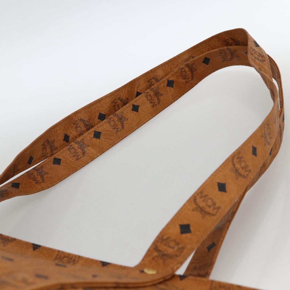 MCM Logogram Vicetos Tote Bag PVC Brown Gold Auth ki6533