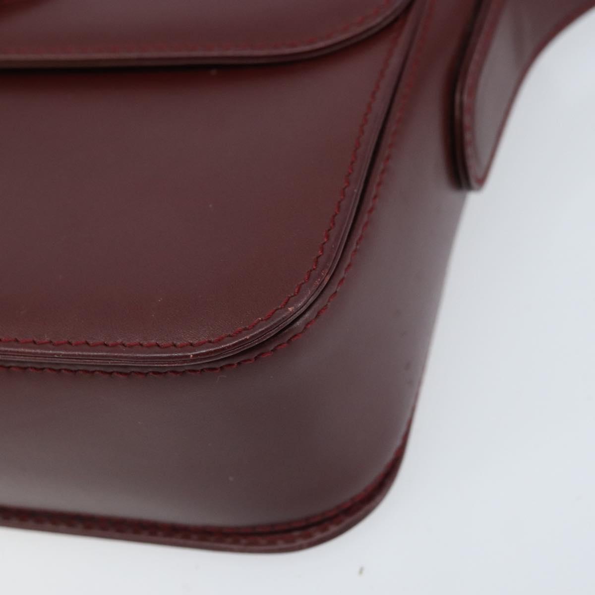 CARTIER Must Line Shoulder Bag Leather Bordeaux Gold Auth ki6537