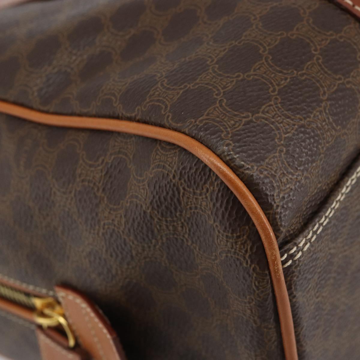 CELINE Macadam Canvas Boston Bag PVC Leather Brown Gold Auth ki6547