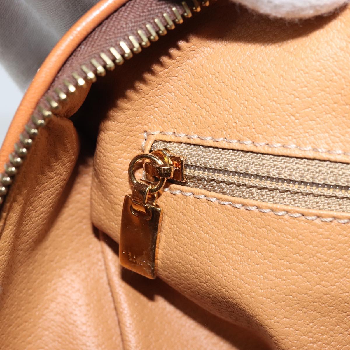 CELINE Macadam Canvas Boston Bag PVC Leather Brown Gold Auth ki6547