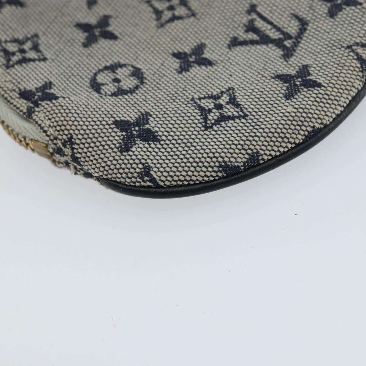 LOUIS VUITTON Mini Porte Monnaie Round Coin Purse Blue M92460 LV Auth ki6549