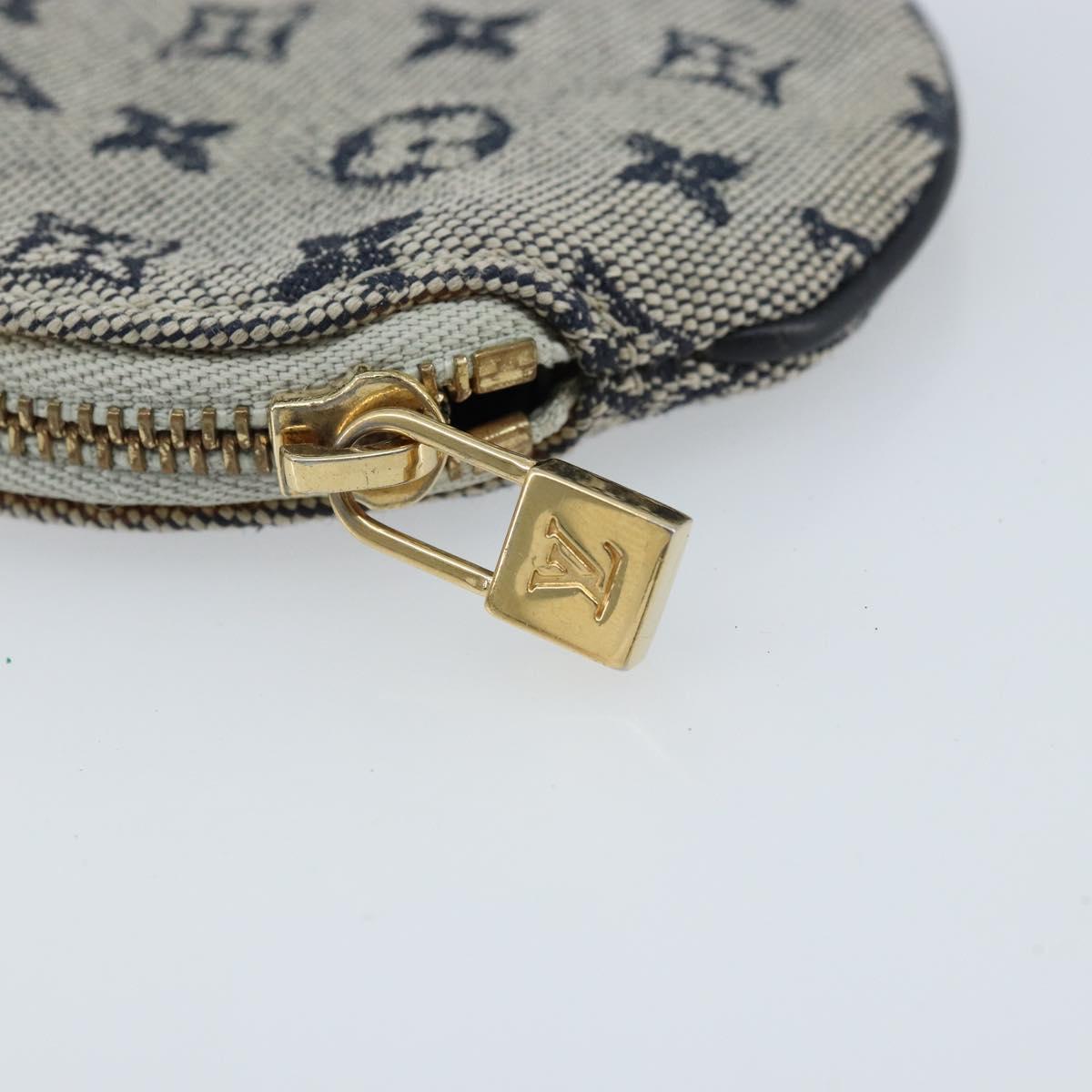 LOUIS VUITTON Mini Porte Monnaie Round Coin Purse Blue M92460 LV Auth ki6549