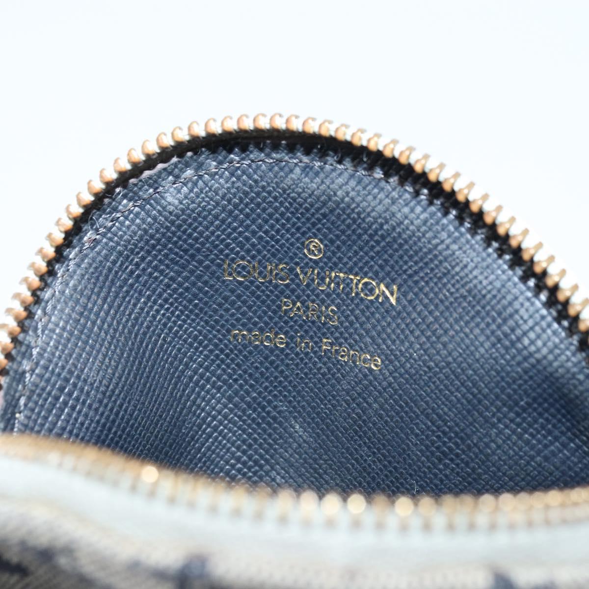 LOUIS VUITTON Mini Porte Monnaie Round Coin Purse Blue M92460 LV Auth ki6549