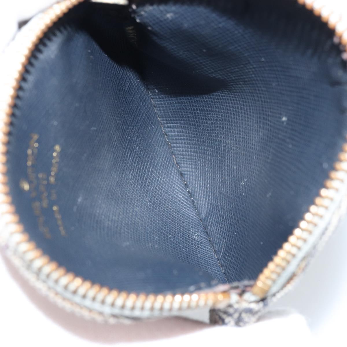 LOUIS VUITTON Mini Porte Monnaie Round Coin Purse Blue M92460 LV Auth ki6549
