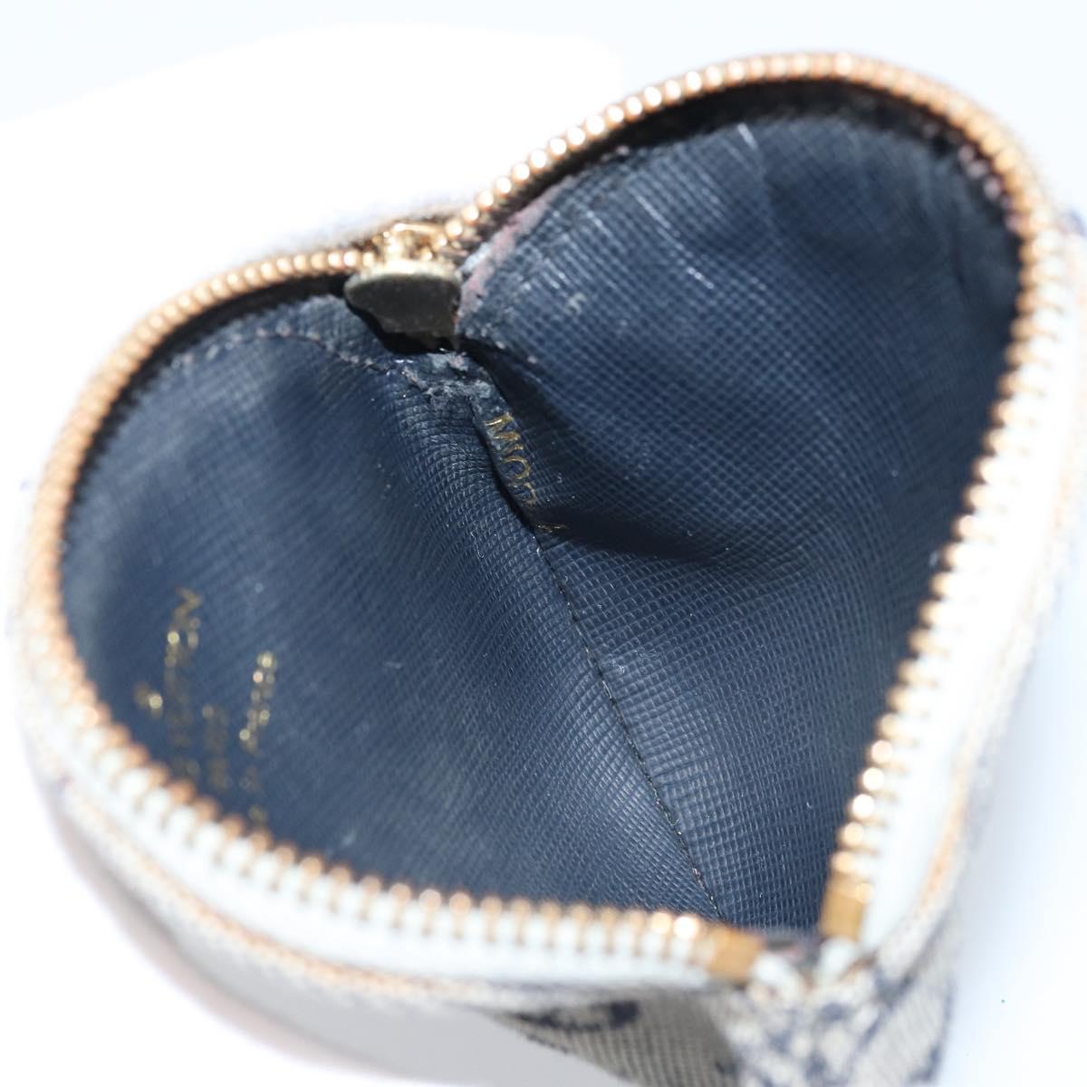 LOUIS VUITTON Mini Porte Monnaie Round Coin Purse Blue M92460 LV Auth ki6549