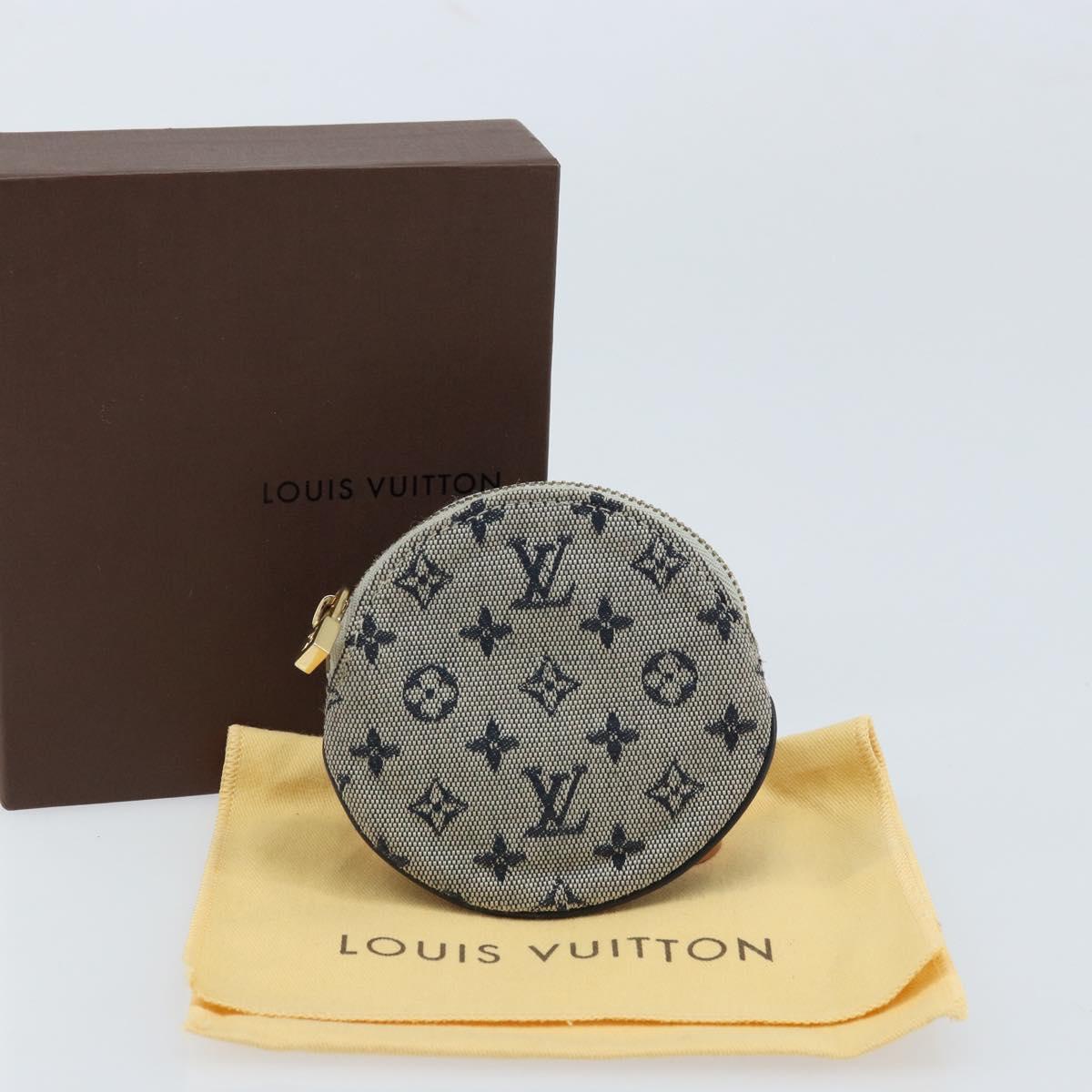 LOUIS VUITTON Mini Porte Monnaie Round Coin Purse Blue M92460 LV Auth ki6549