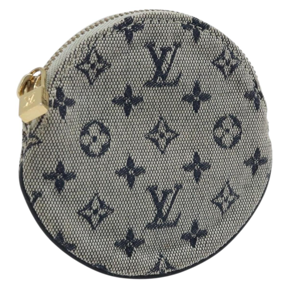LOUIS VUITTON Mini Porte Monnaie Round Coin Purse Blue M92460 LV Auth ki6549