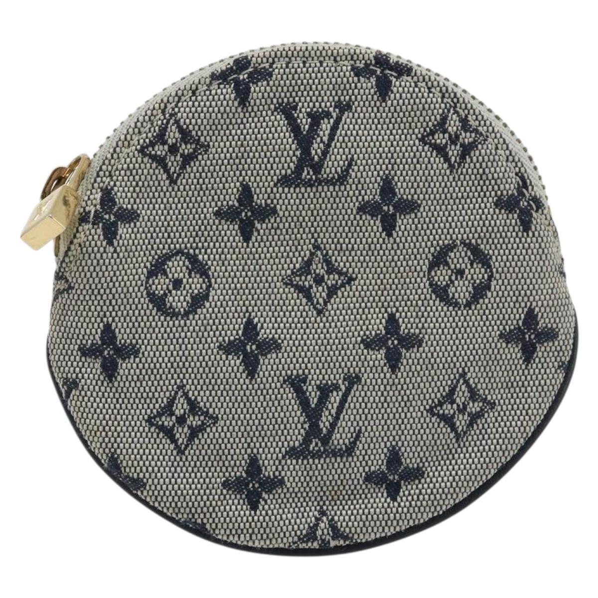 LOUIS VUITTON Mini Porte Monnaie Round Coin Purse Blue M92460 LV Auth ki6549