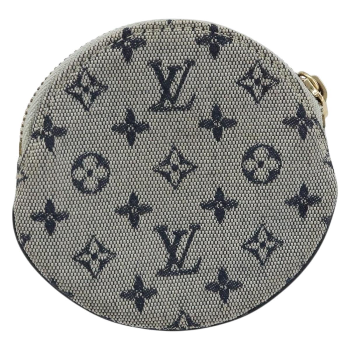 LOUIS VUITTON Mini Porte Monnaie Round Coin Purse Blue M92460 LV Auth ki6549