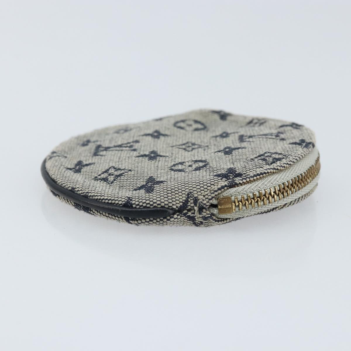 LOUIS VUITTON Mini Porte Monnaie Round Coin Purse Blue M92460 LV Auth ki6549
