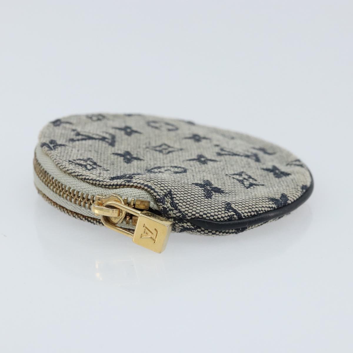LOUIS VUITTON Mini Porte Monnaie Round Coin Purse Blue M92460 LV Auth ki6549
