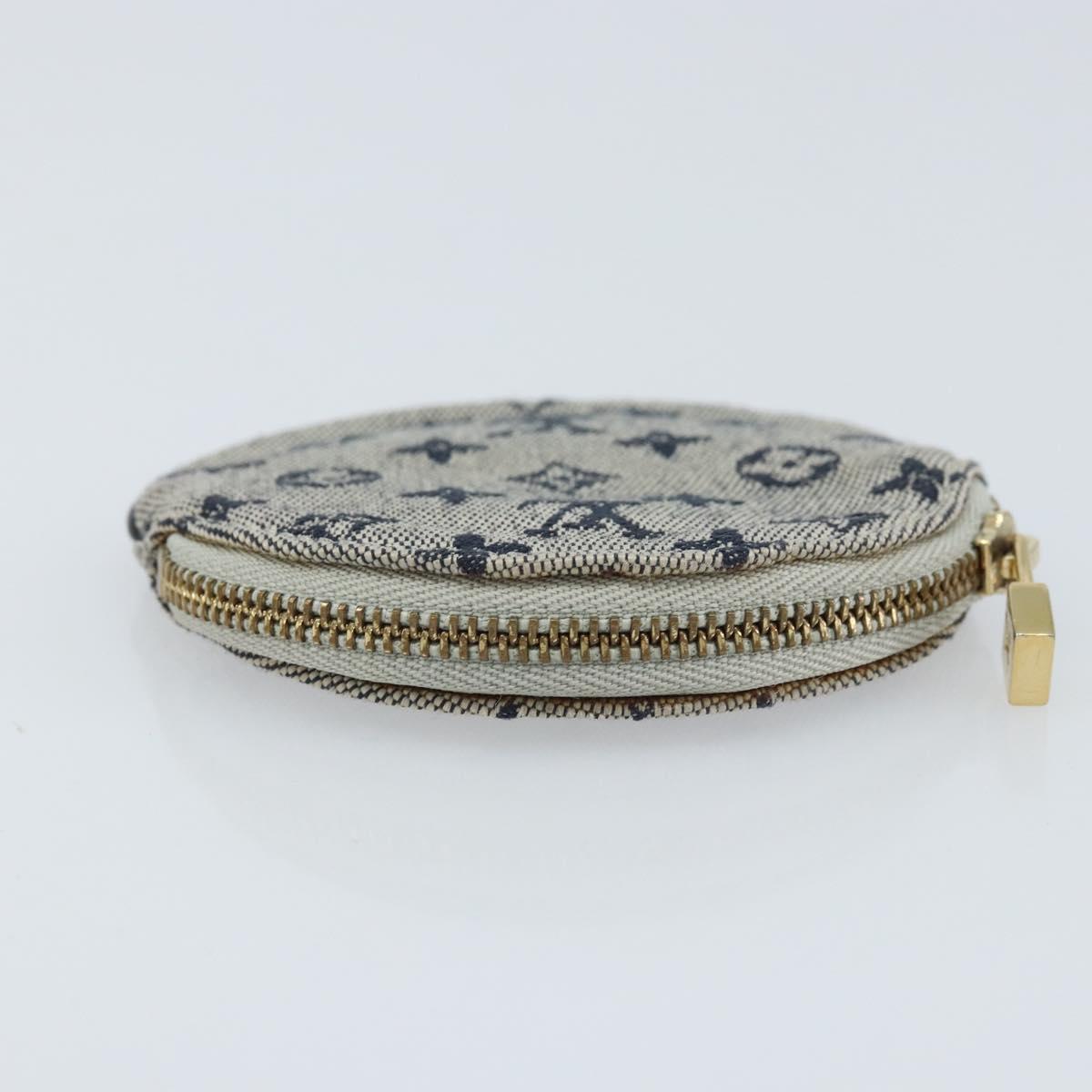 LOUIS VUITTON Mini Porte Monnaie Round Coin Purse Blue M92460 LV Auth ki6549