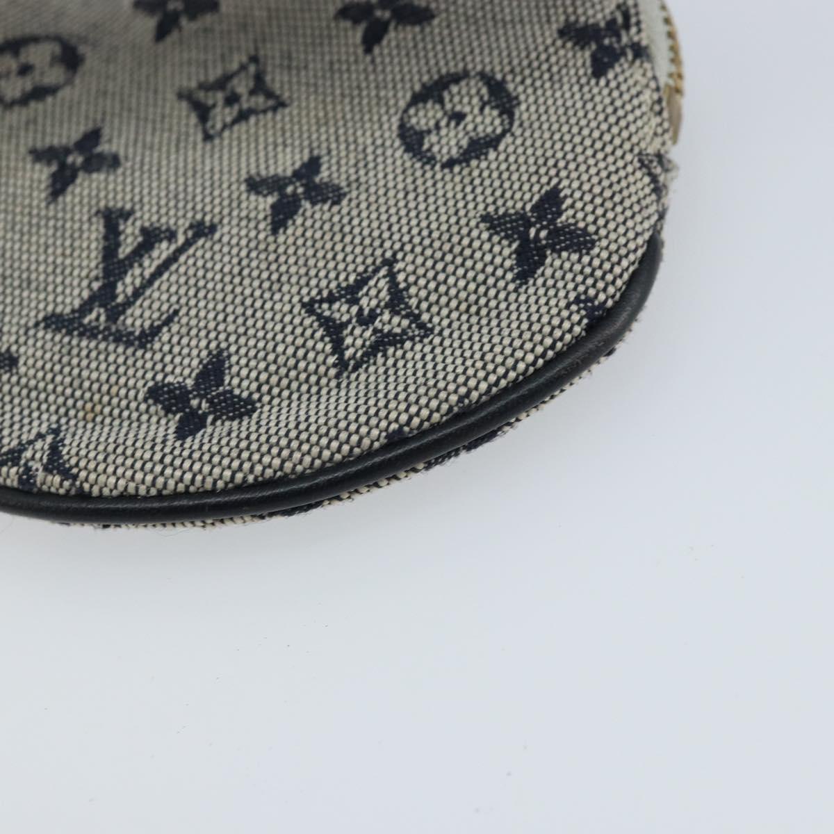 LOUIS VUITTON Mini Porte Monnaie Round Coin Purse Blue M92460 LV Auth ki6549