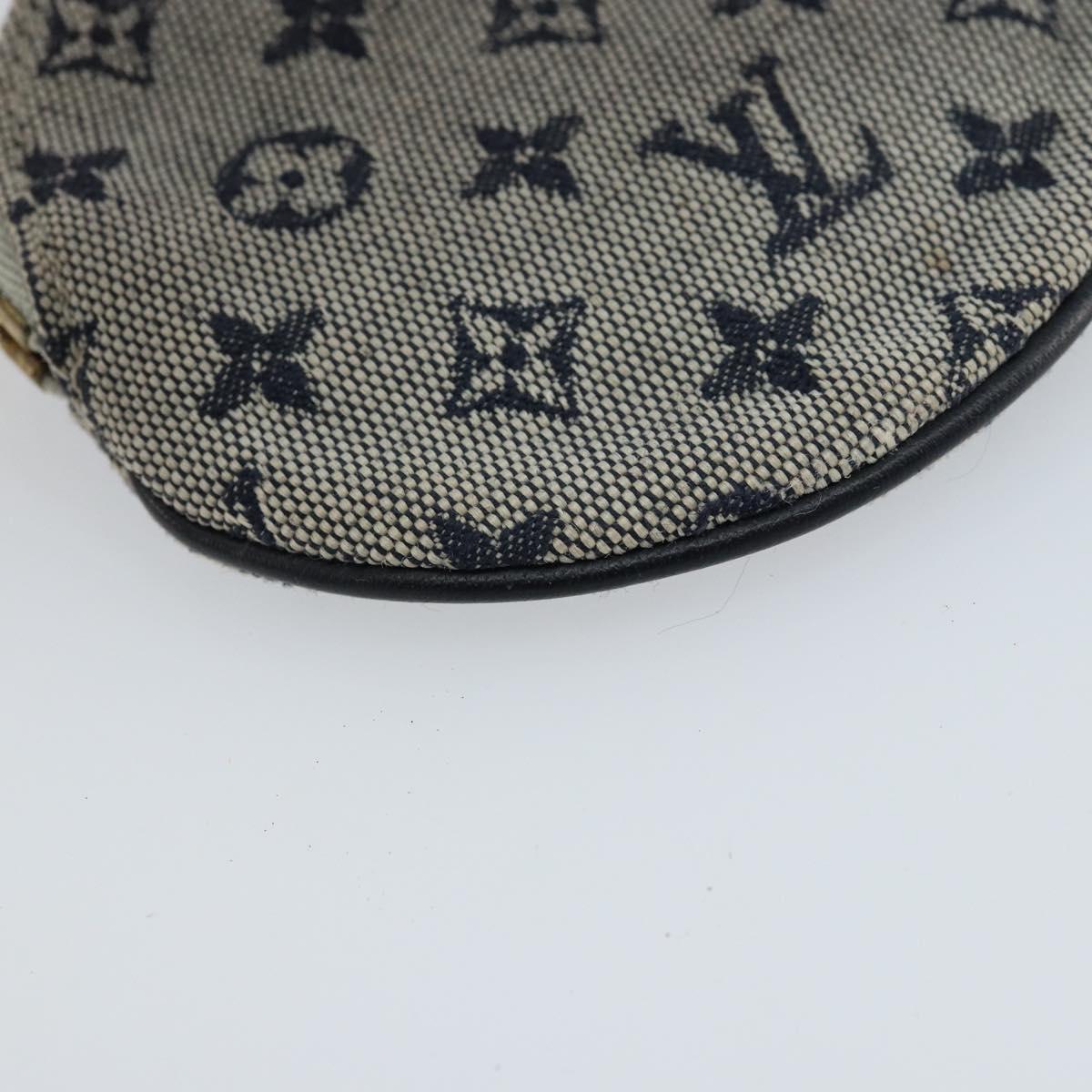 LOUIS VUITTON Mini Porte Monnaie Round Coin Purse Blue M92460 LV Auth ki6549
