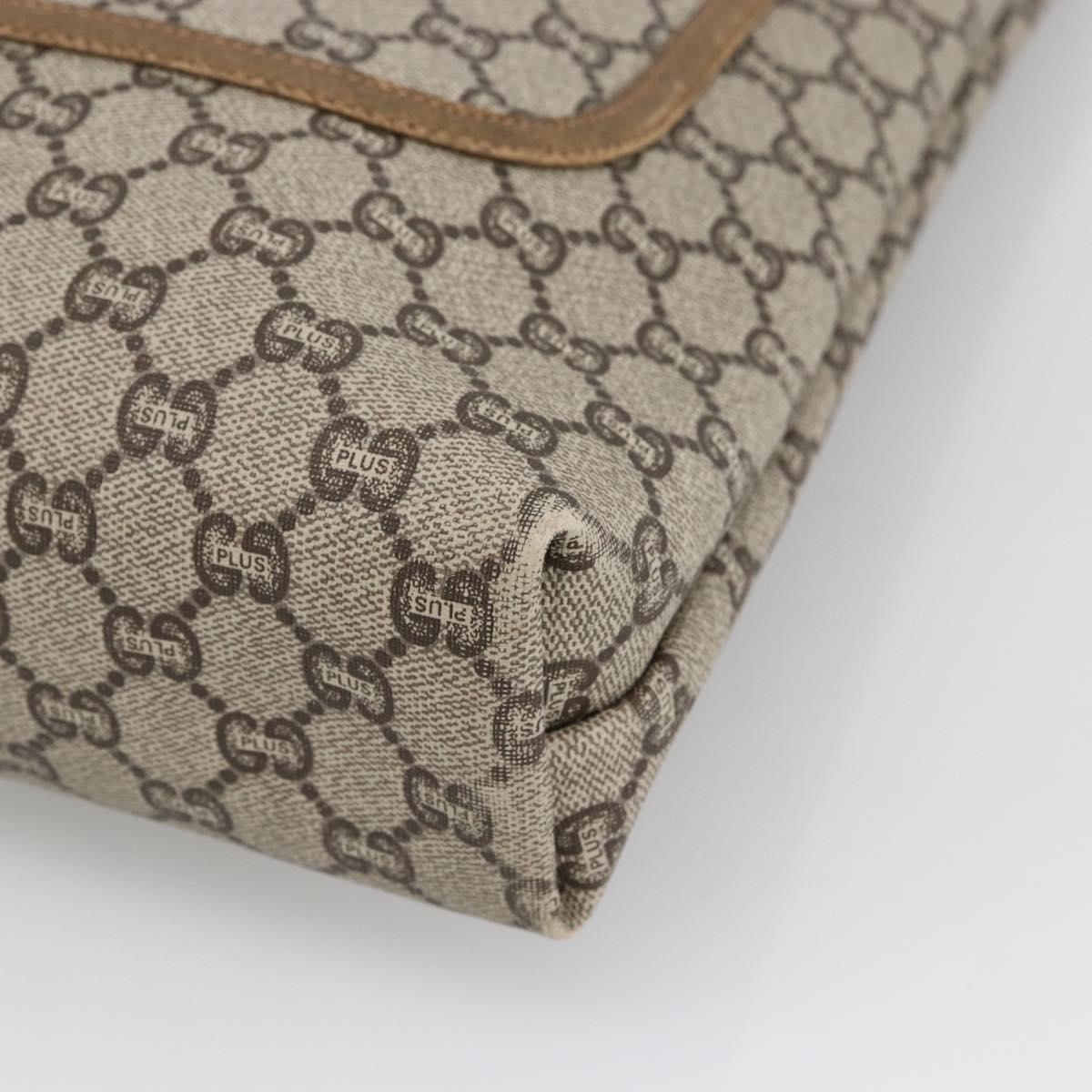 GUCCI GG Plus Supreme Web Sherry Line Tote Bag PVC Beige Gold Auth ki6556