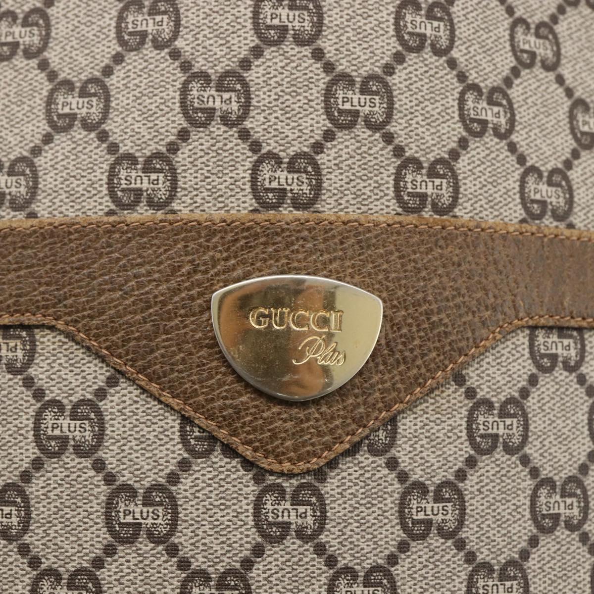 GUCCI GG Plus Supreme Web Sherry Line Tote Bag PVC Beige Gold Auth ki6556