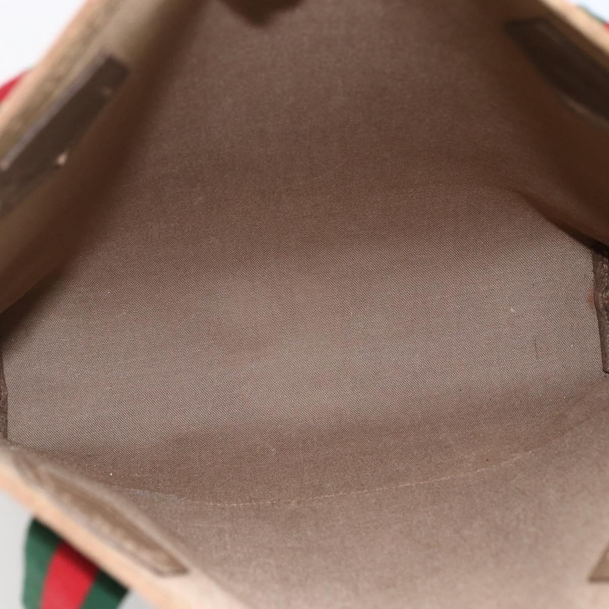 GUCCI GG Plus Supreme Web Sherry Line Tote Bag PVC Beige Gold Auth ki6556