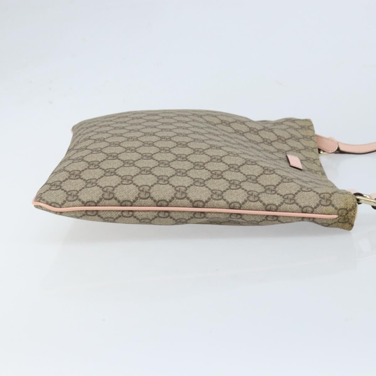 GUCCI GG Supreme Shoulder Bag PVC Beige Silver 201446 Auth ki6557