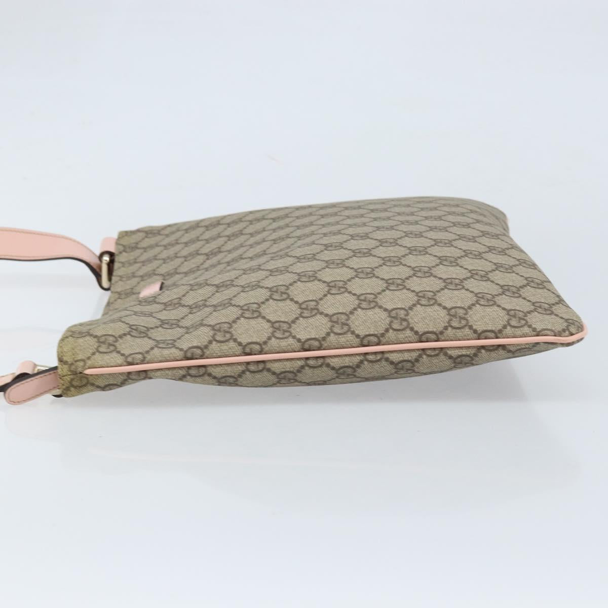 GUCCI GG Supreme Shoulder Bag PVC Beige Silver 201446 Auth ki6557