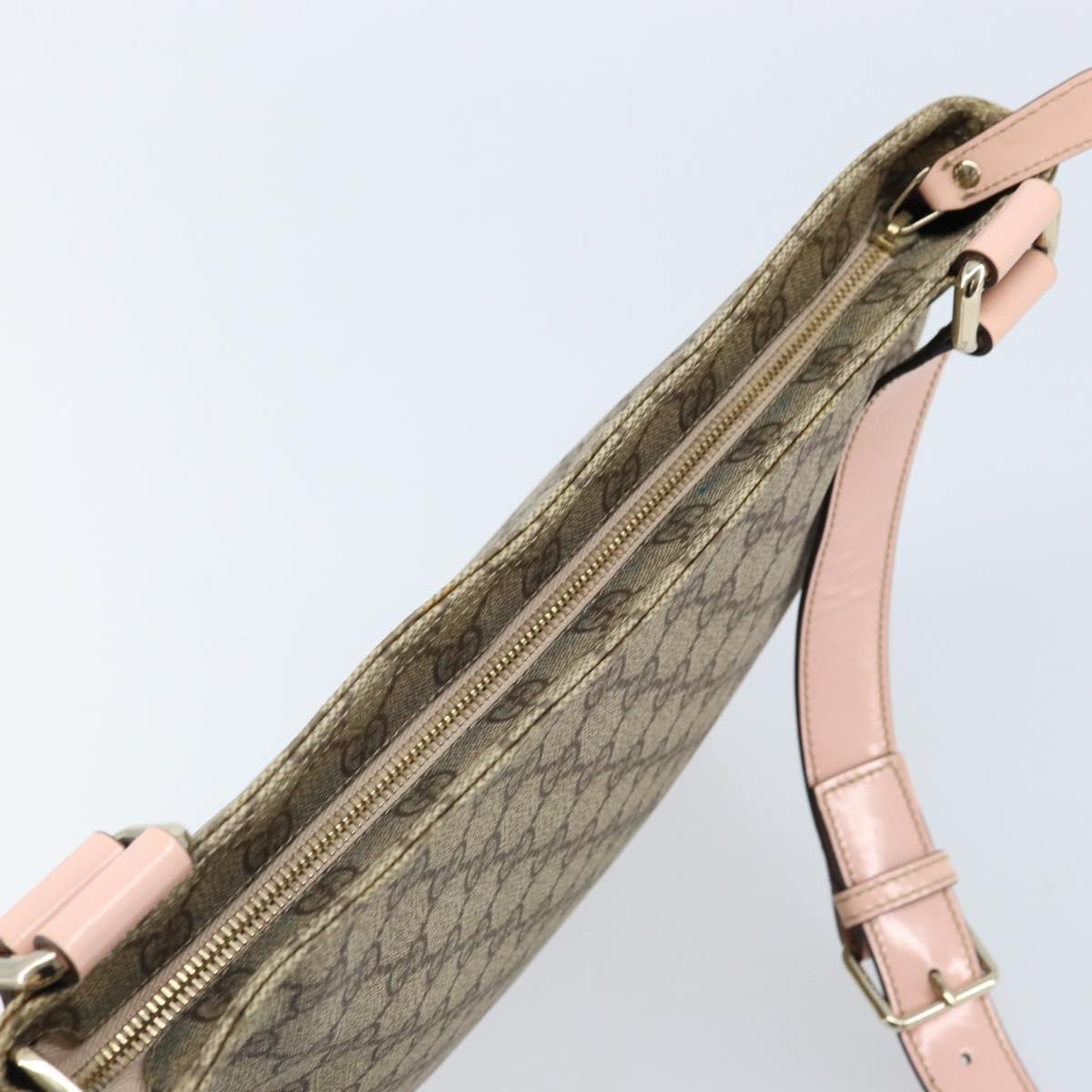 GUCCI GG Supreme Shoulder Bag PVC Beige Silver 201446 Auth ki6557