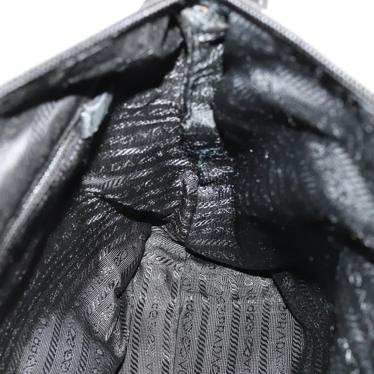 PRADA Shoulder Bag Nylon Black Silver Auth ki6558