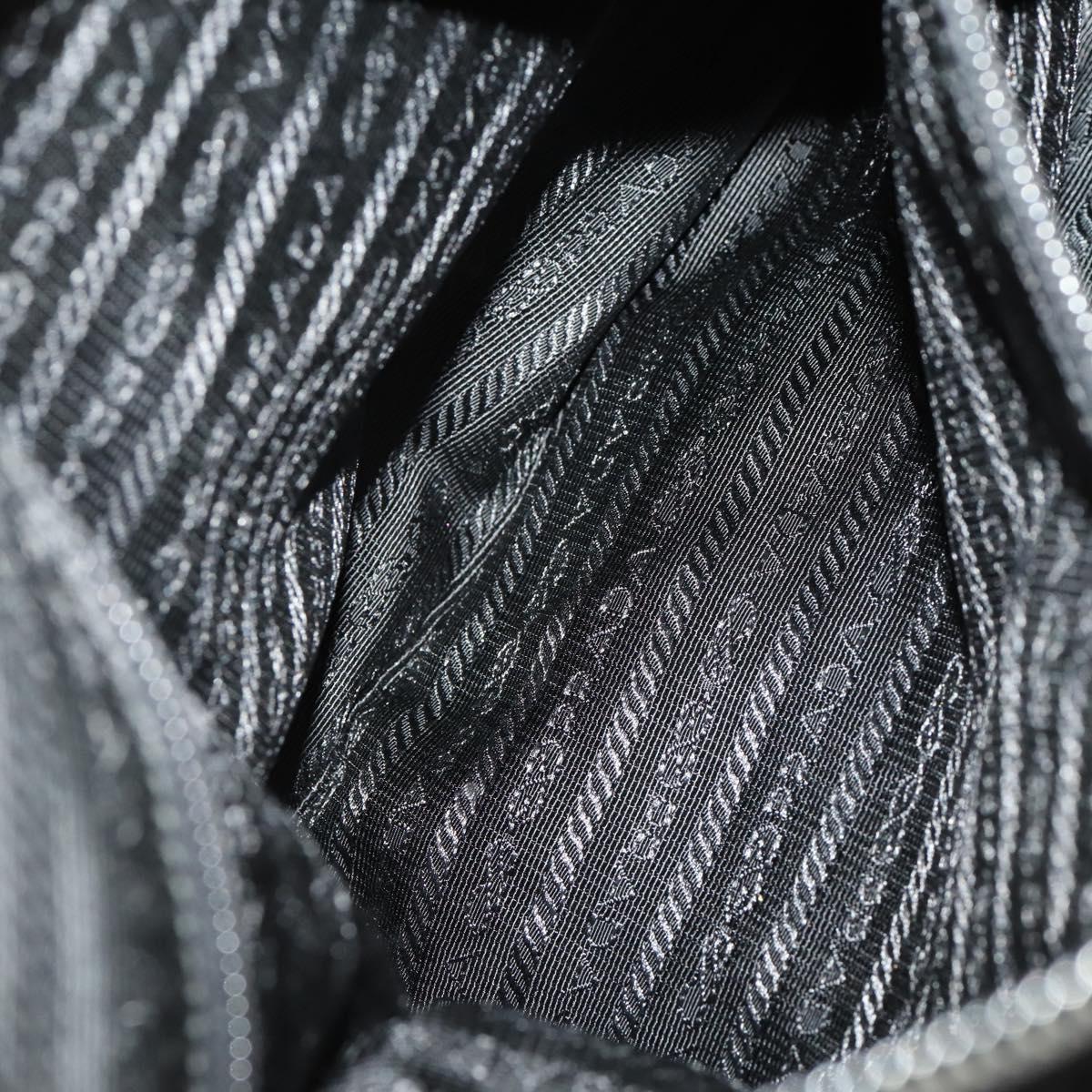 PRADA Shoulder Bag Nylon Black Silver Auth ki6558