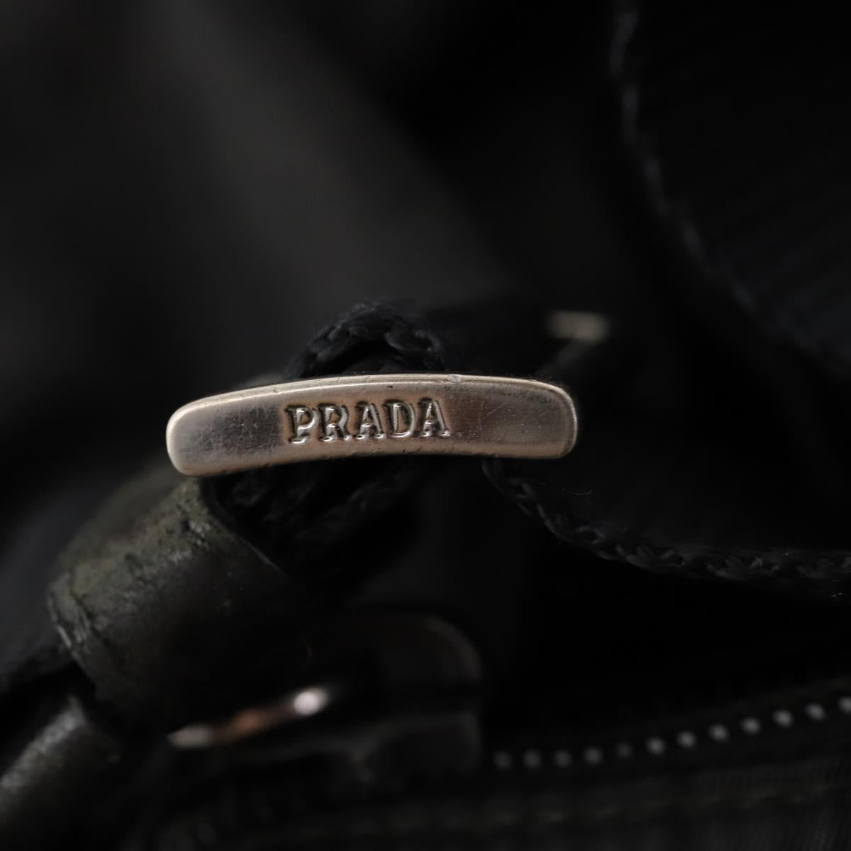 PRADA Shoulder Bag Nylon Black Silver Auth ki6558