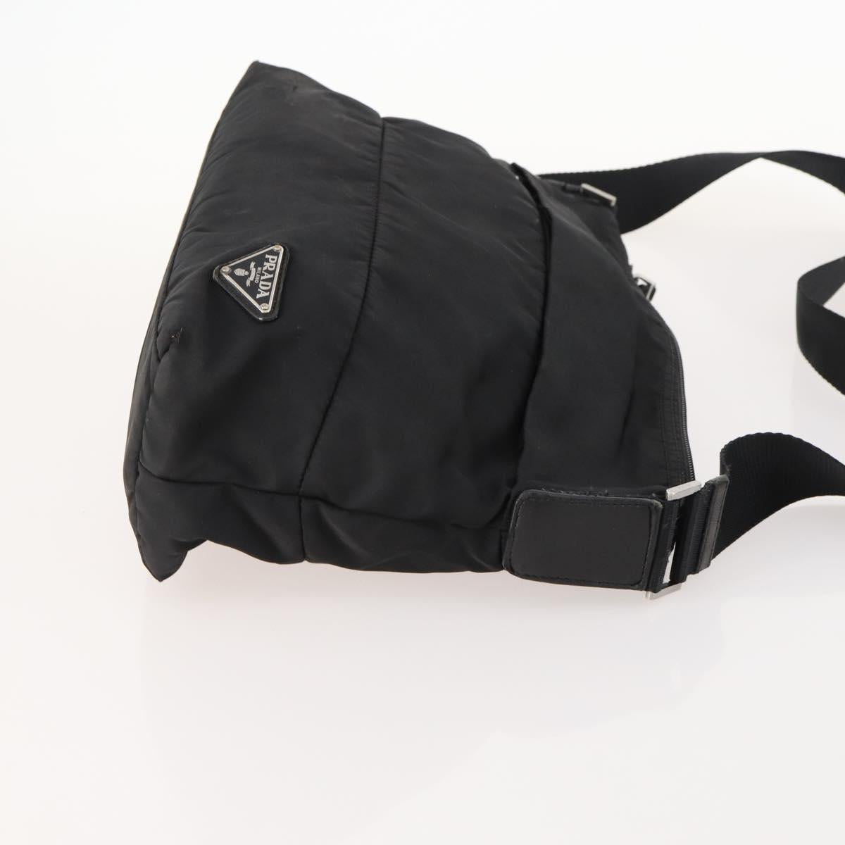 PRADA Shoulder Bag Nylon Black Silver Auth ki6558