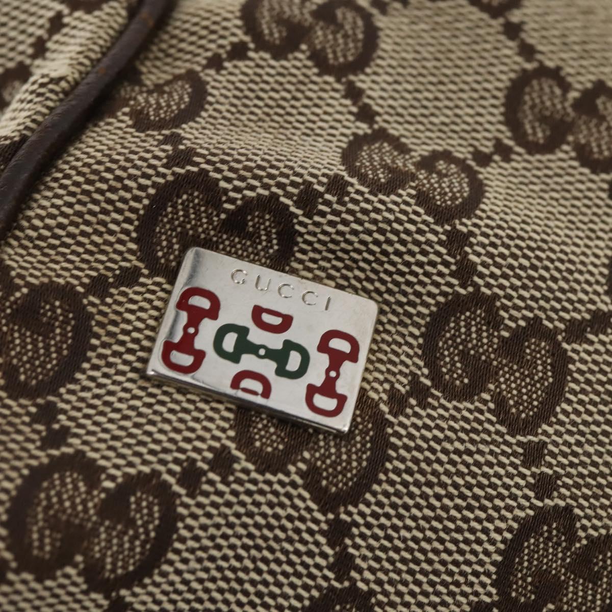 GUCCI GG Canvas Web Sherry Line Tote Bag Beige Silver 145758 Auth ki6564