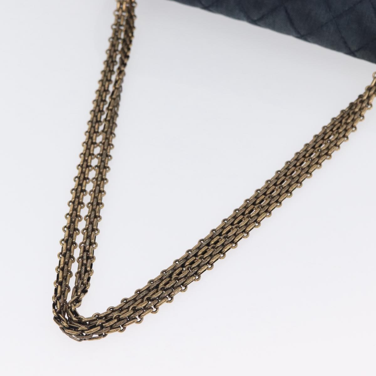 CHANEL Double Flap Chain Matelasse Shoulder Bag Denim Blue Gold CC Auth ki6569SAM