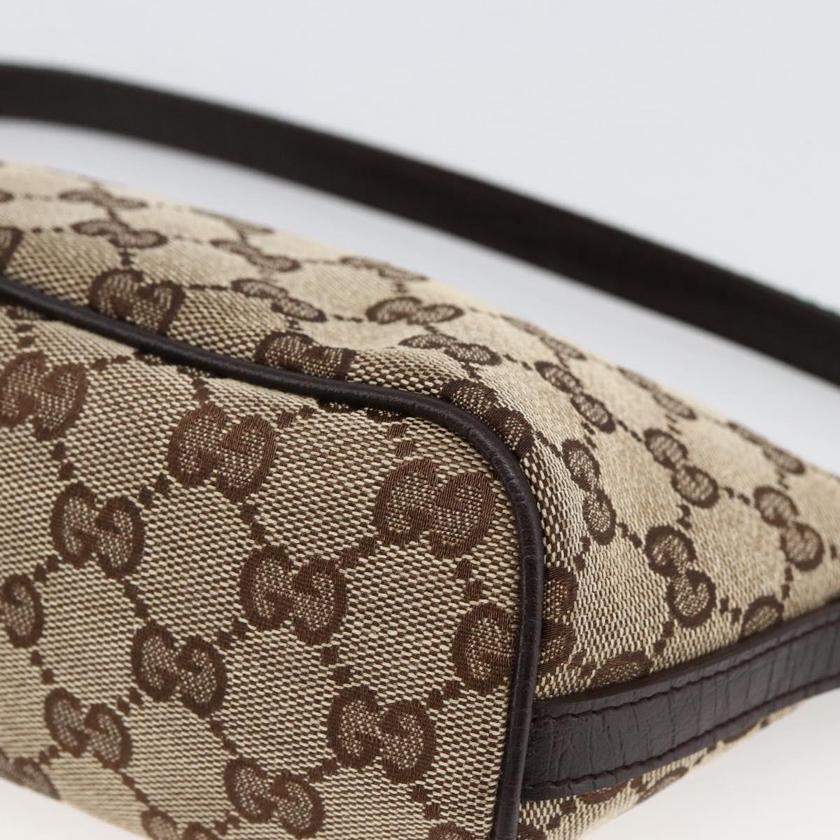 GUCCI GG Canvas Web Sherry Line Accessory Pouch Beige Silver 141809 Auth ki6570