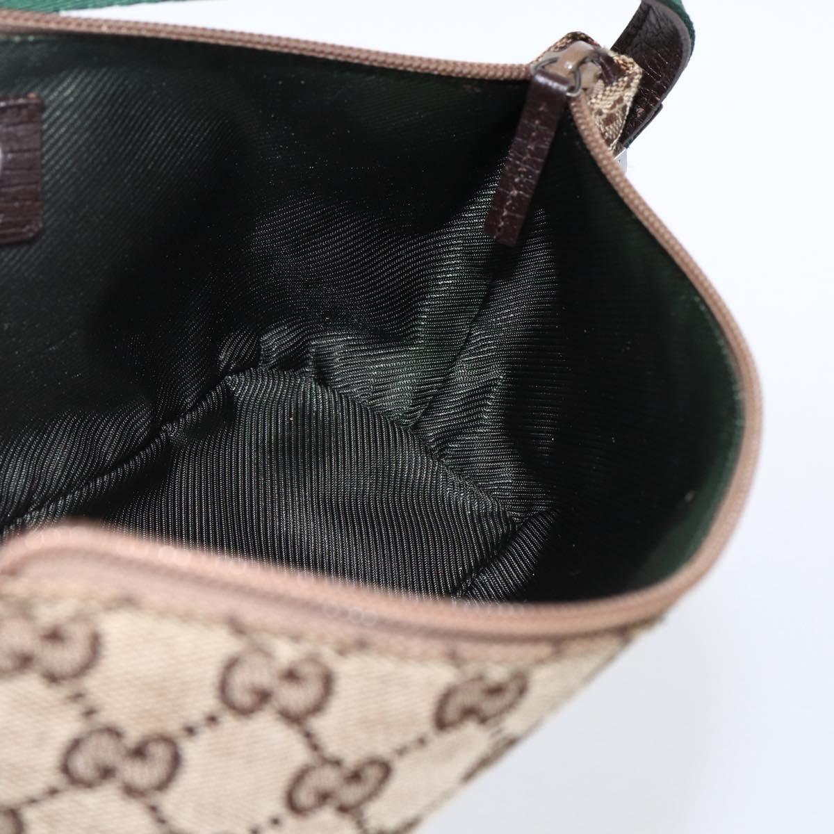 GUCCI GG Canvas Web Sherry Line Accessory Pouch Beige Silver 141809 Auth ki6570