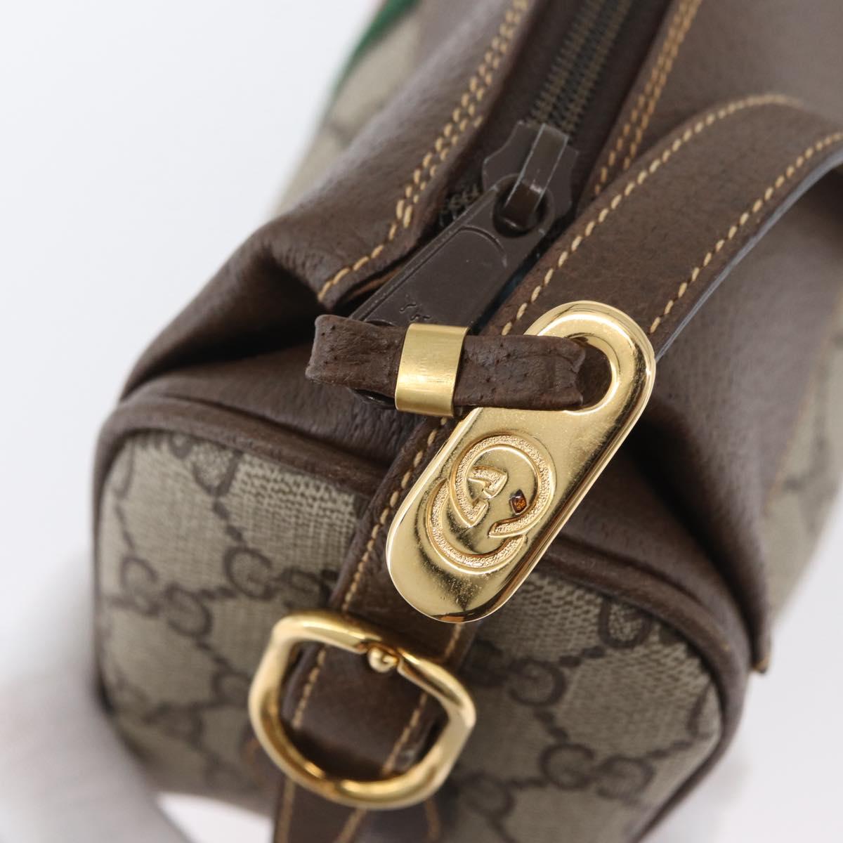GUCCI GG Supreme Web Sherry Line Bag PVC Beige Gold 001 084 4001 Auth ki6580