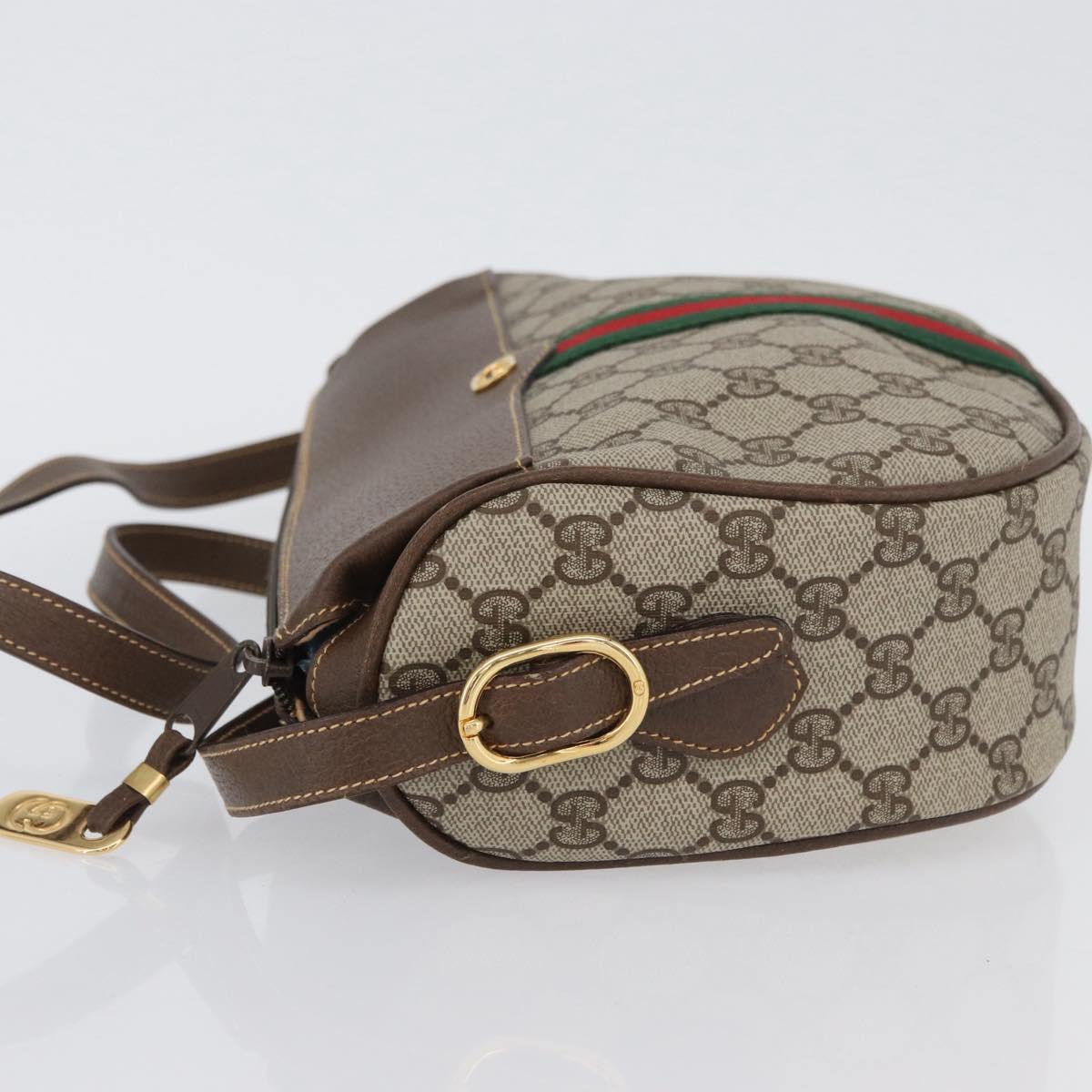 GUCCI GG Supreme Web Sherry Line Bag PVC Beige Gold 001 084 4001 Auth ki6580