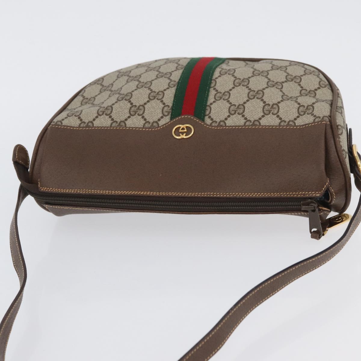 GUCCI GG Supreme Web Sherry Line Bag PVC Beige Gold 001 084 4001 Auth ki6580