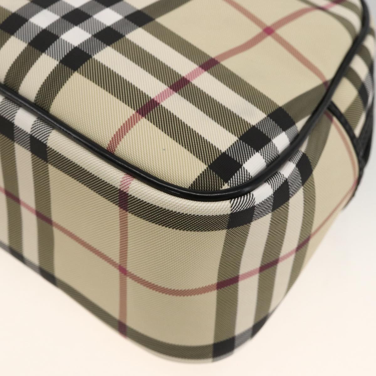 BURBERRY Nova Check Hand Bag PVC Beige Silver Auth ki6583A