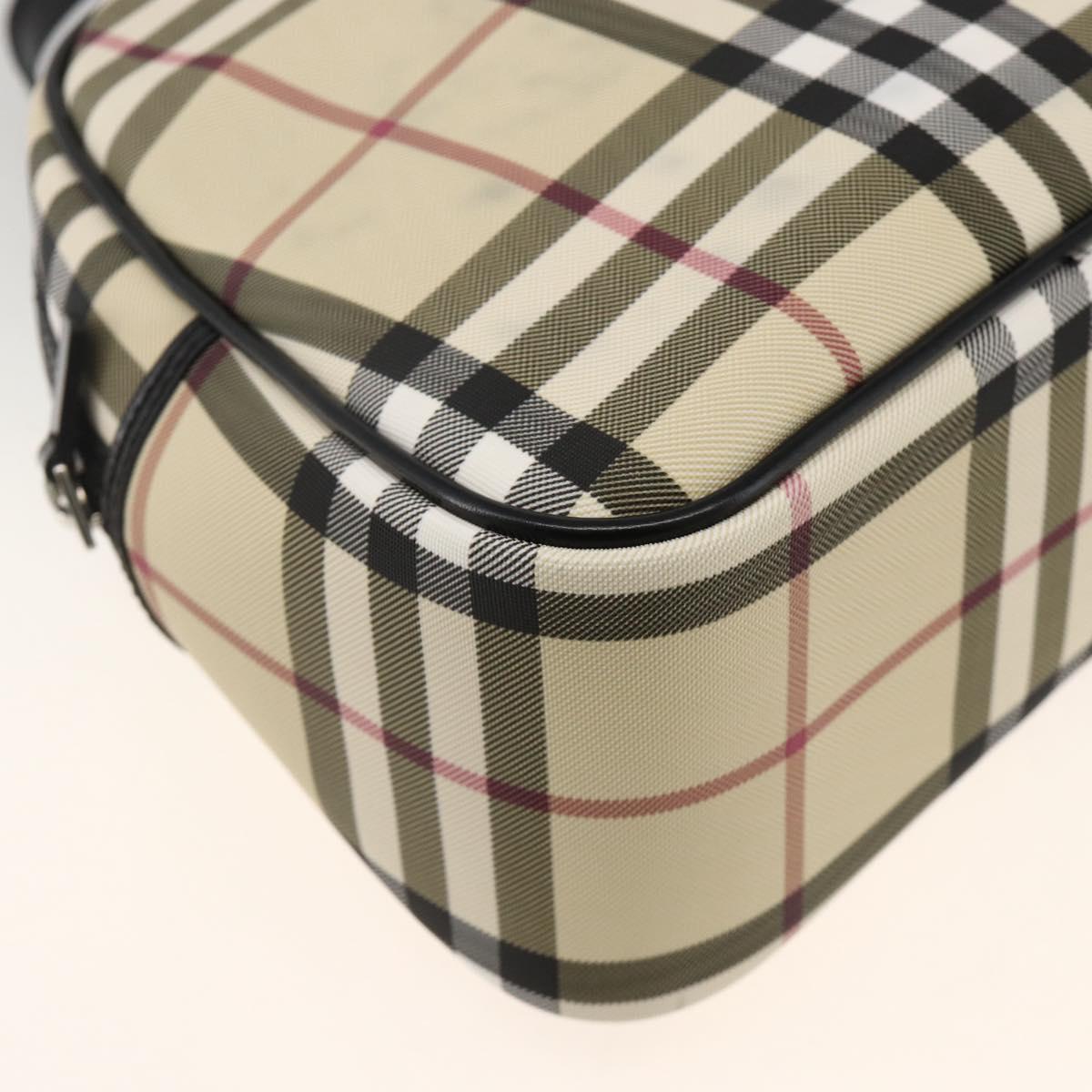 BURBERRY Nova Check Hand Bag PVC Beige Silver Auth ki6583A