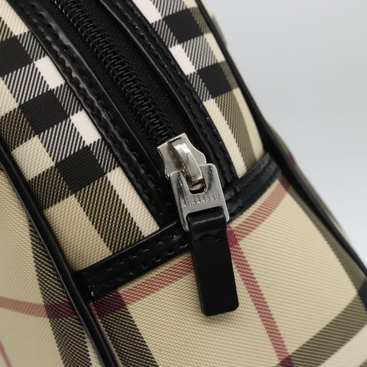 BURBERRY Nova Check Hand Bag PVC Beige Silver Auth ki6583A