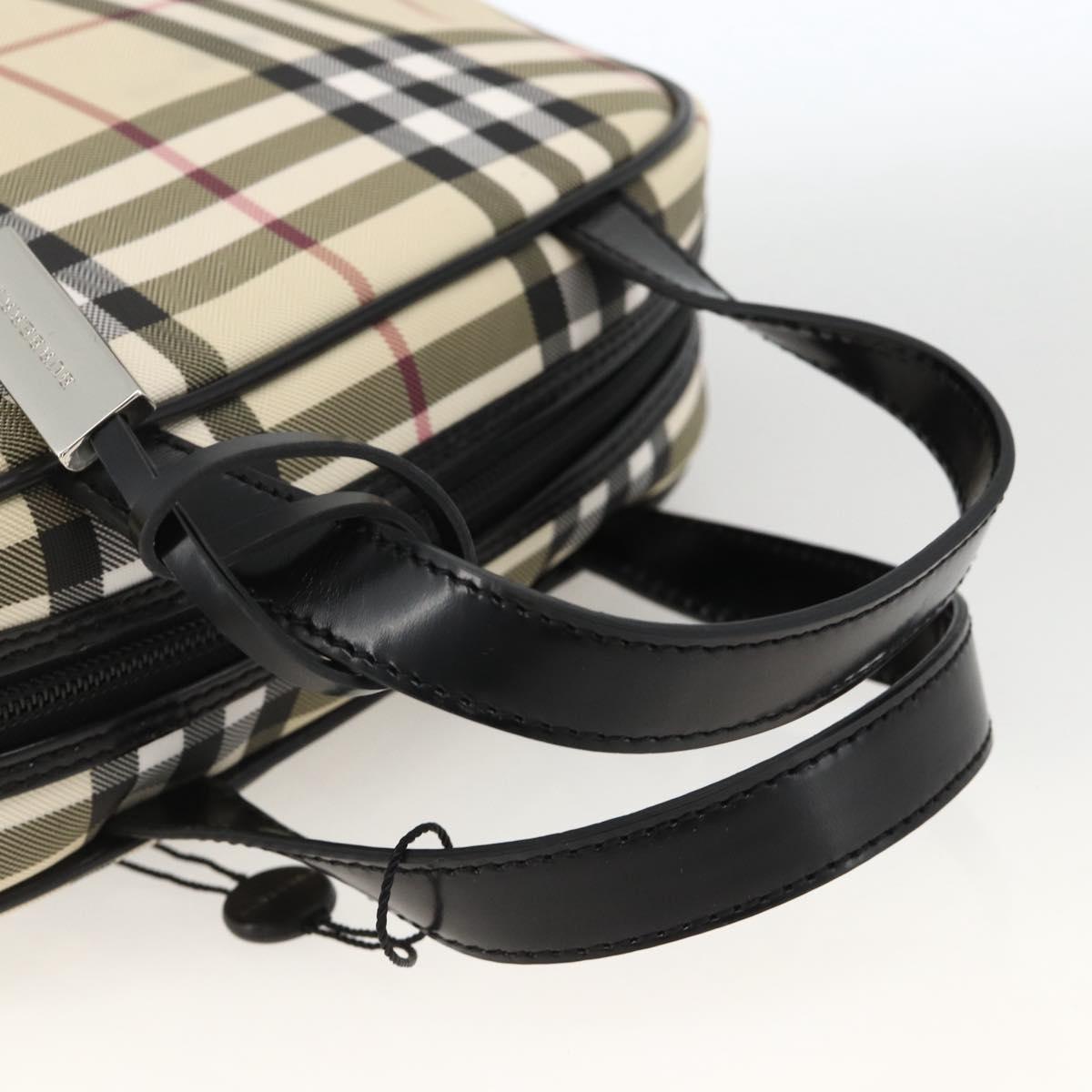 BURBERRY Nova Check Hand Bag PVC Beige Silver Auth ki6583A