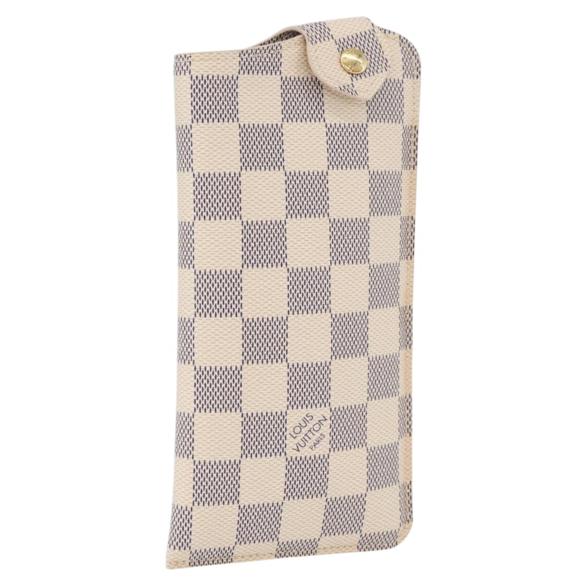 LOUIS VUITTON Damier Azur Etui A Lunettes MM Glasses Case N60025 LV Auth ki6584V