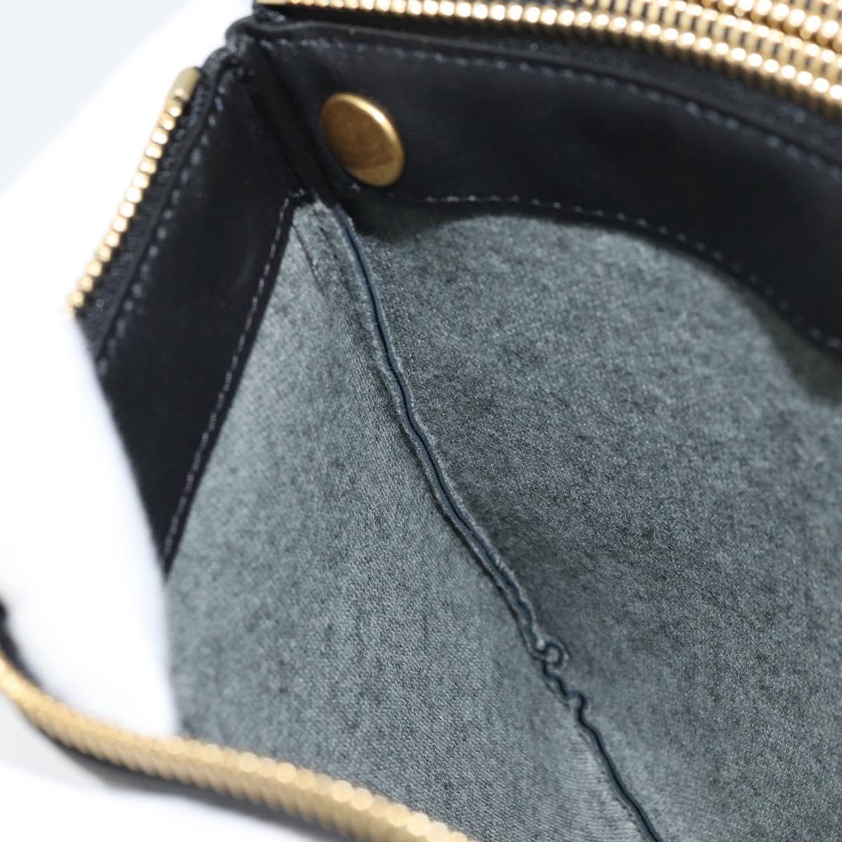 CELINE Shoulder Bag Leather Black Gold Auth ki6590V