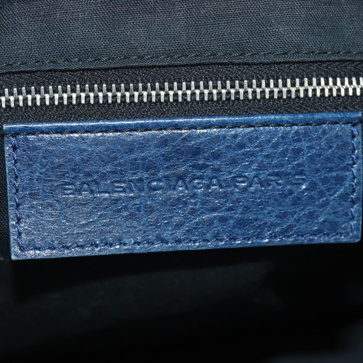BALENCIAGA Giant City Hand Bag Leather 2way Blue Silver 258044 Auth ki6596SAM