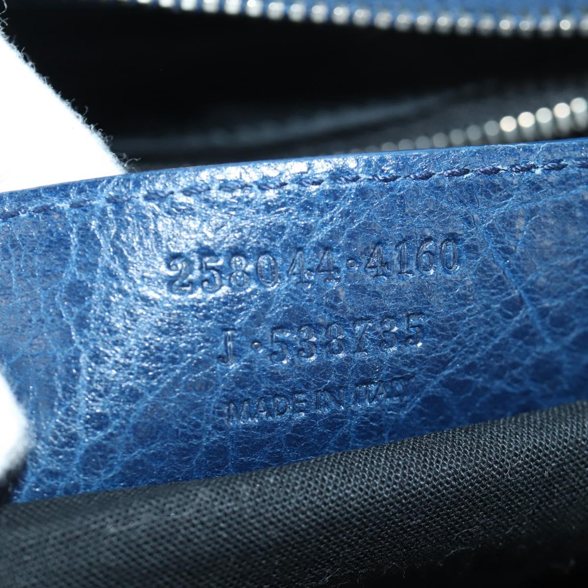BALENCIAGA Giant City Hand Bag Leather 2way Blue Silver 258044 Auth ki6596SAM