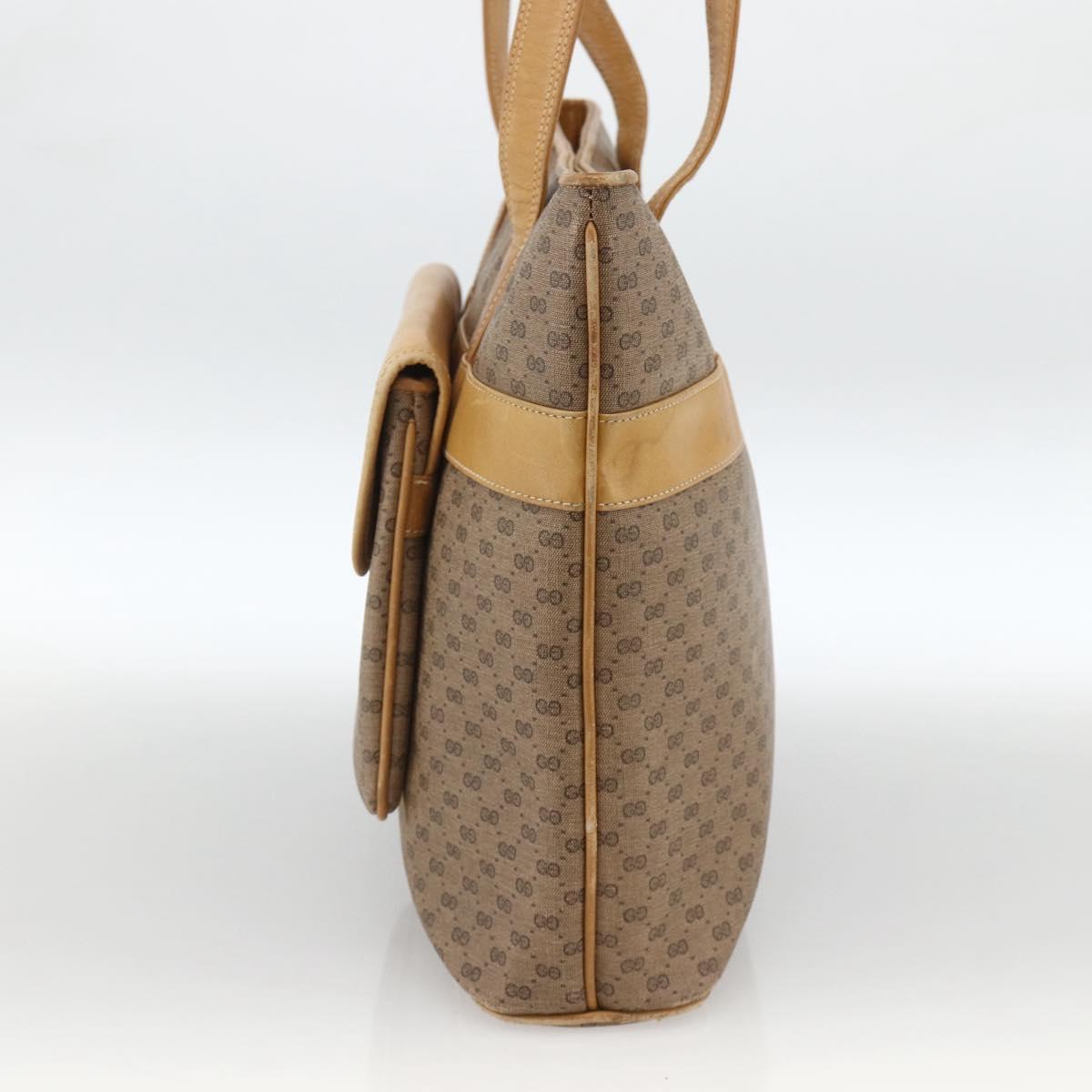 GUCCI Micro GG Supreme Tote Bag PVC Beige Gold Auth ki6597