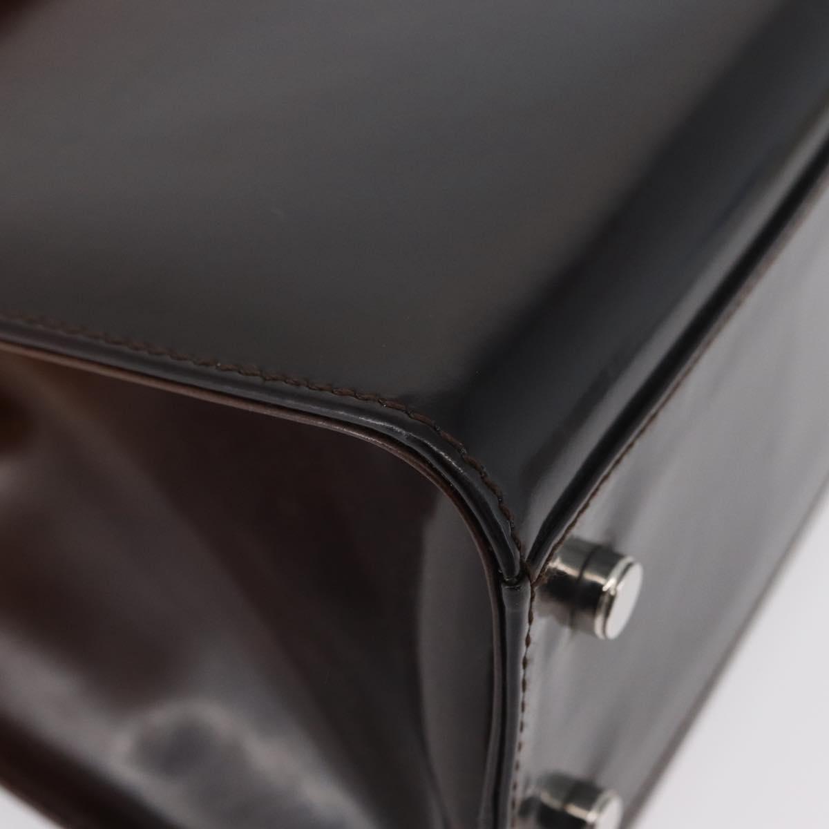 Salvatore Ferragamo Gancini Bag Patent leather 2way Black Silver Auth ki6599