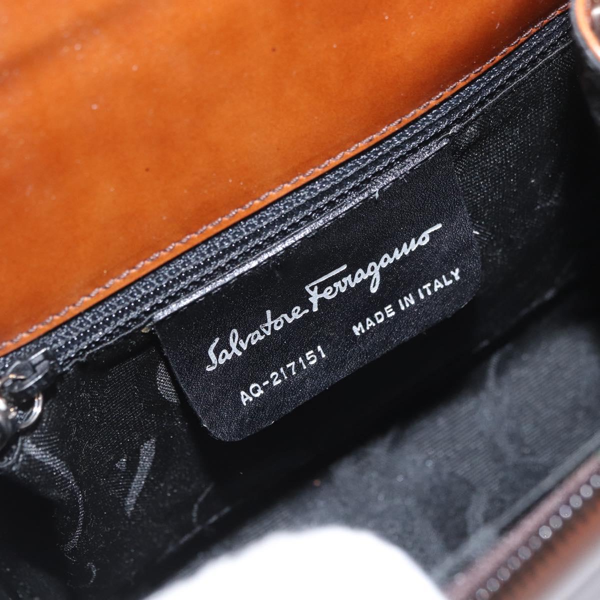 Salvatore Ferragamo Gancini Bag Patent leather 2way Black Silver Auth ki6599