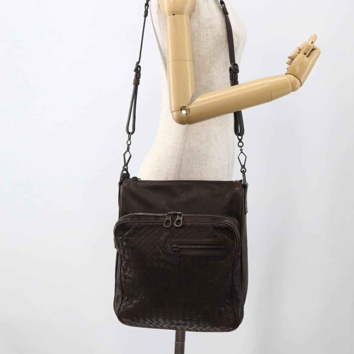 BOTTEGA VENETA INTRECCIATO Shoulder Bag Leather Brown 189225 Auth ki6600